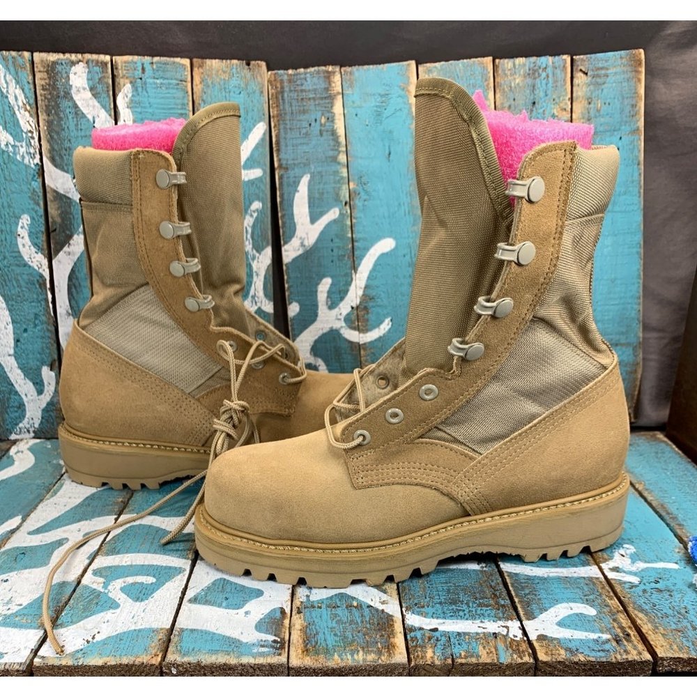 NEW UFCW Mondo PT 8430 Steeltoe Tan Suede/Vibram Combat Boots Military Sz 5.50 R